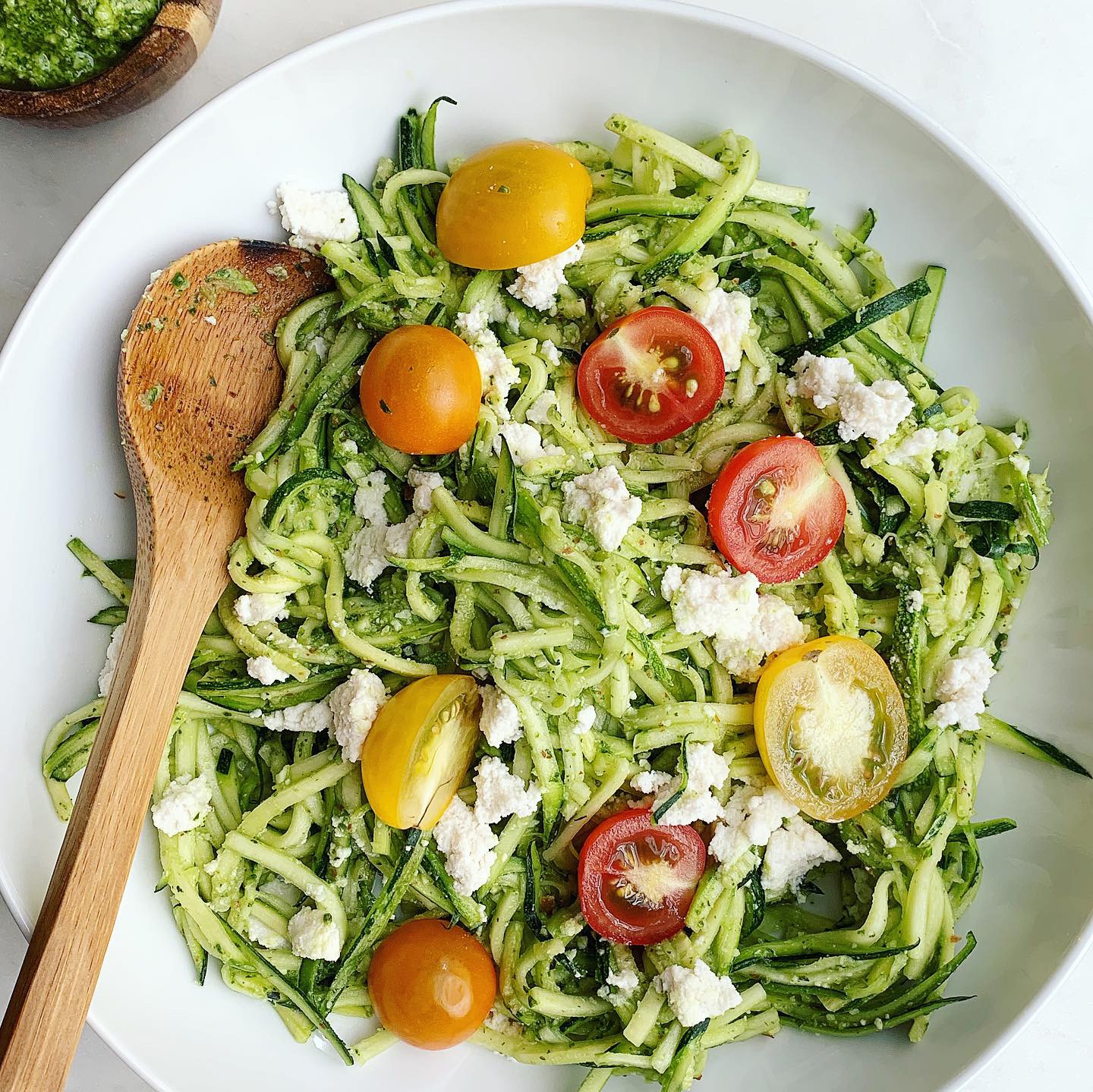 Zoodles with Basil Almond Pesto