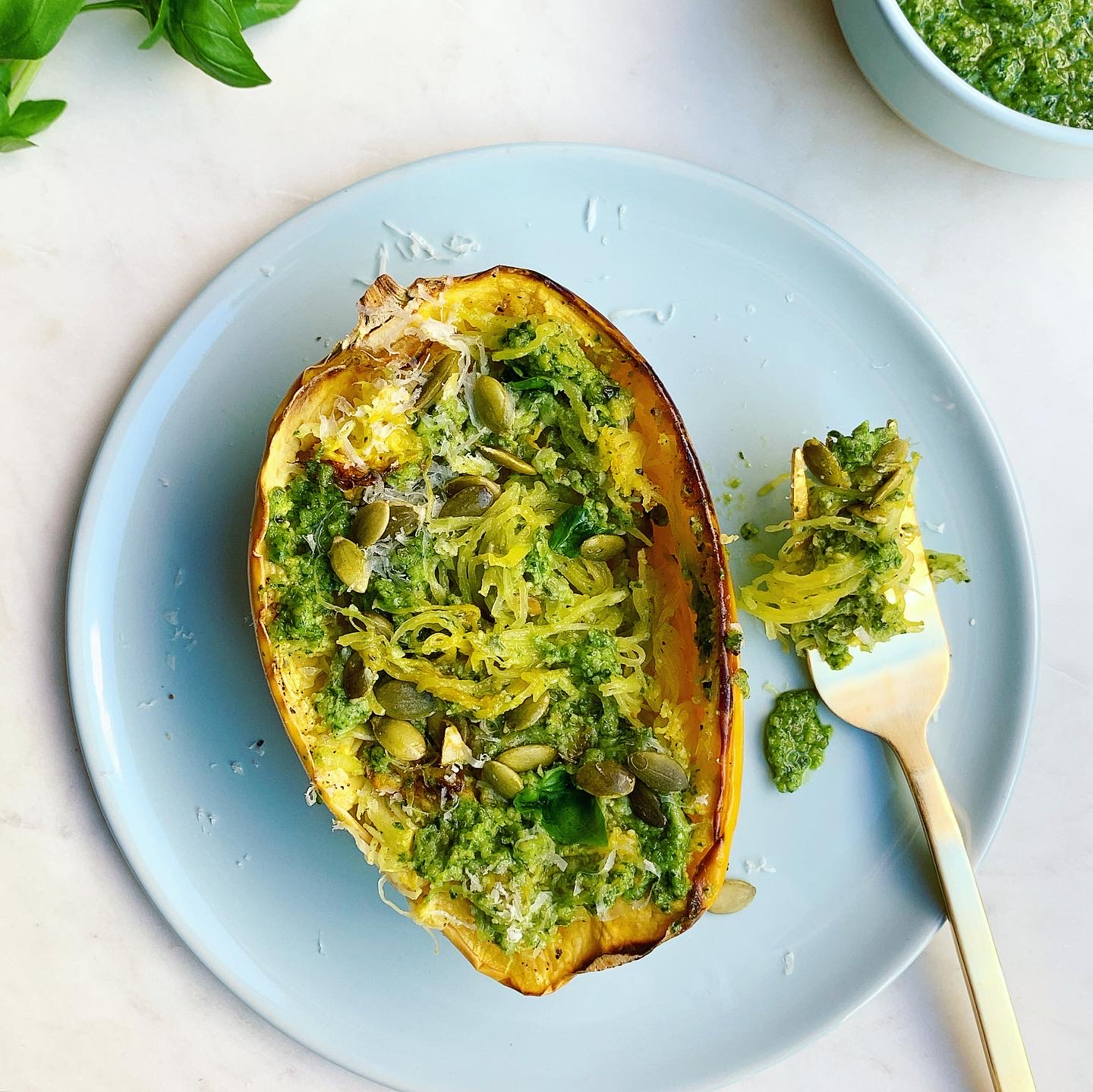 Spaghetti Squash with Pumpkin Seed Pesto