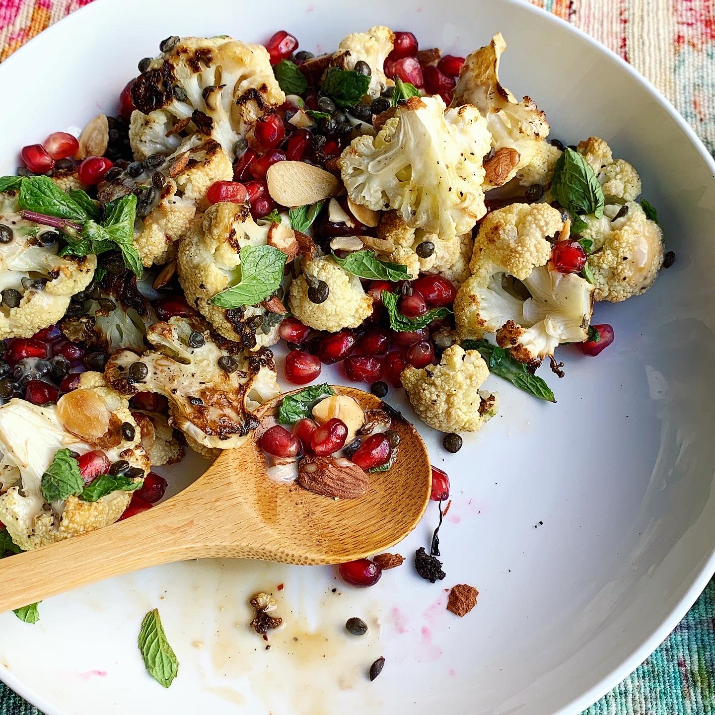 Roasted Cauliflower with Lentils + Tahini