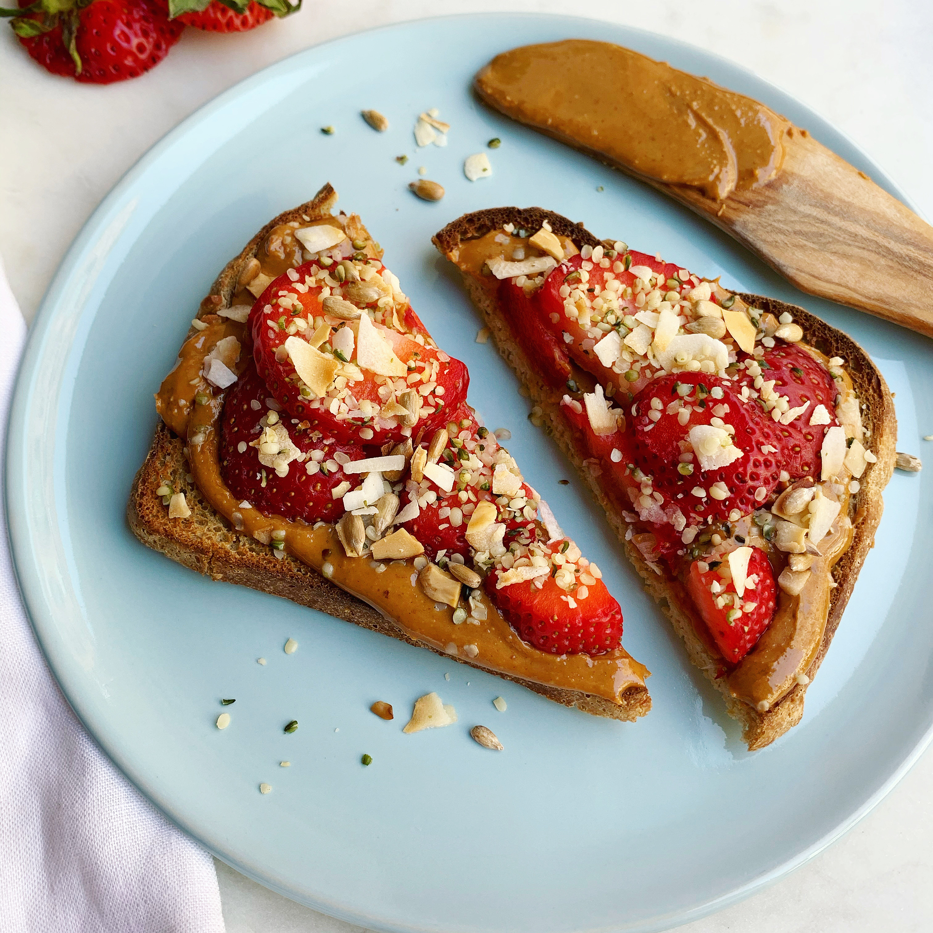 Strawberry Tartine + Coconut Dukkah