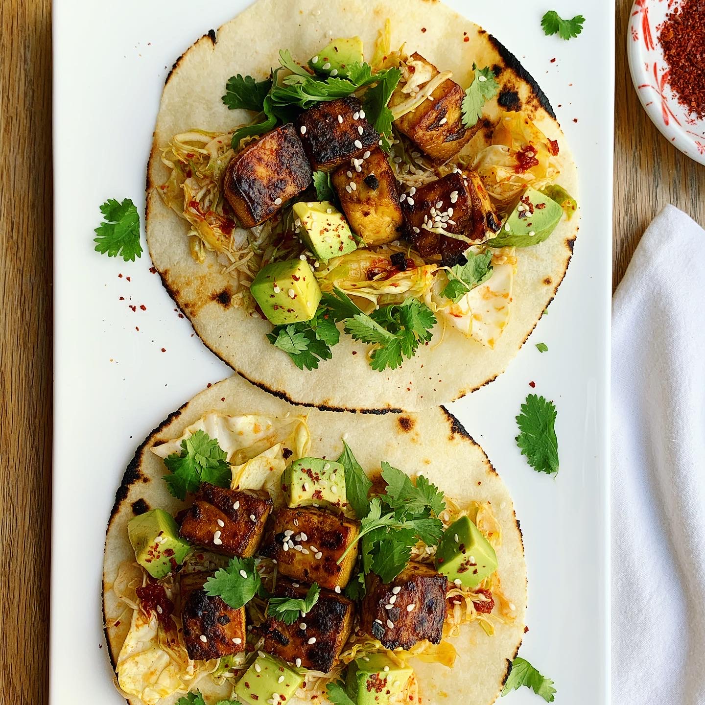 Spicy Korean Tofu Tacos